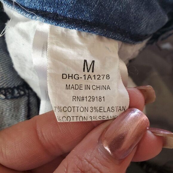 Machine Womens Shorts Blue 28 Flag Distressed Booty Jean High Waisted - Picture 5 of 7